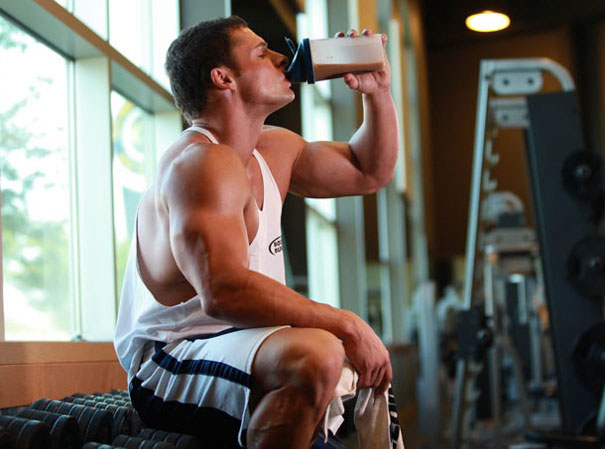 A man drinking protein shake